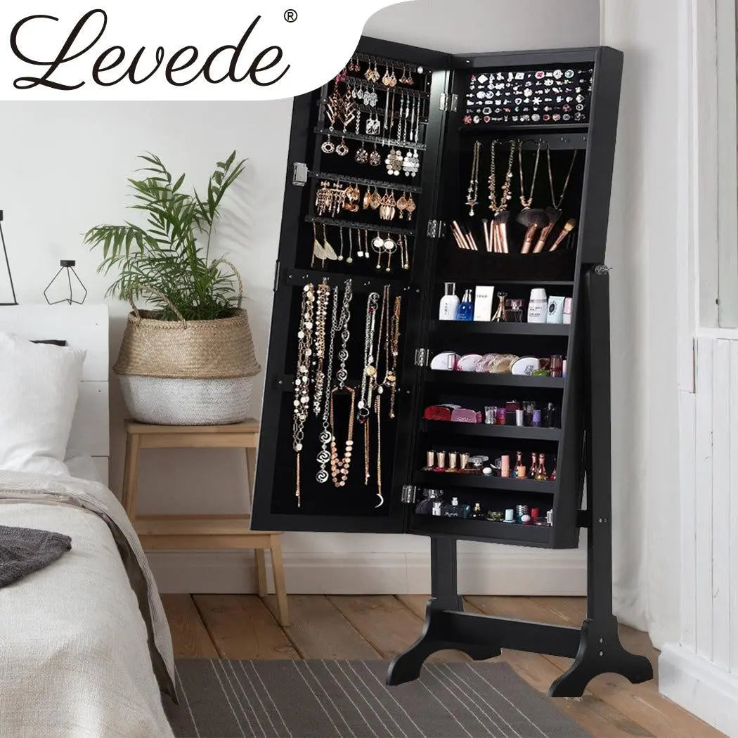 Levede Dual Use Mirrored Jewellery Dressing Cabinet in Black Colour Deals499