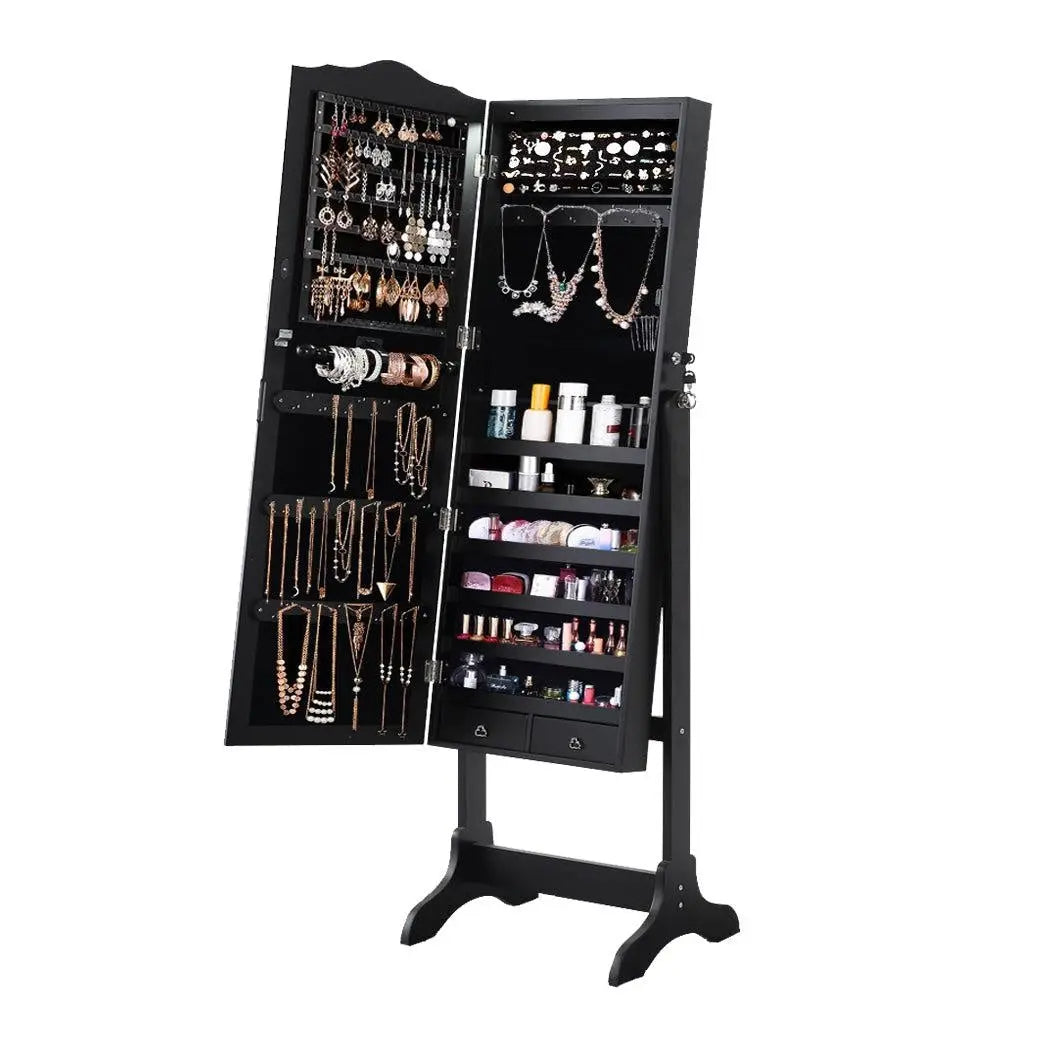 Levede Dual Use Mirrored Jewellery Dressing Cabinet in Black Colour Deals499