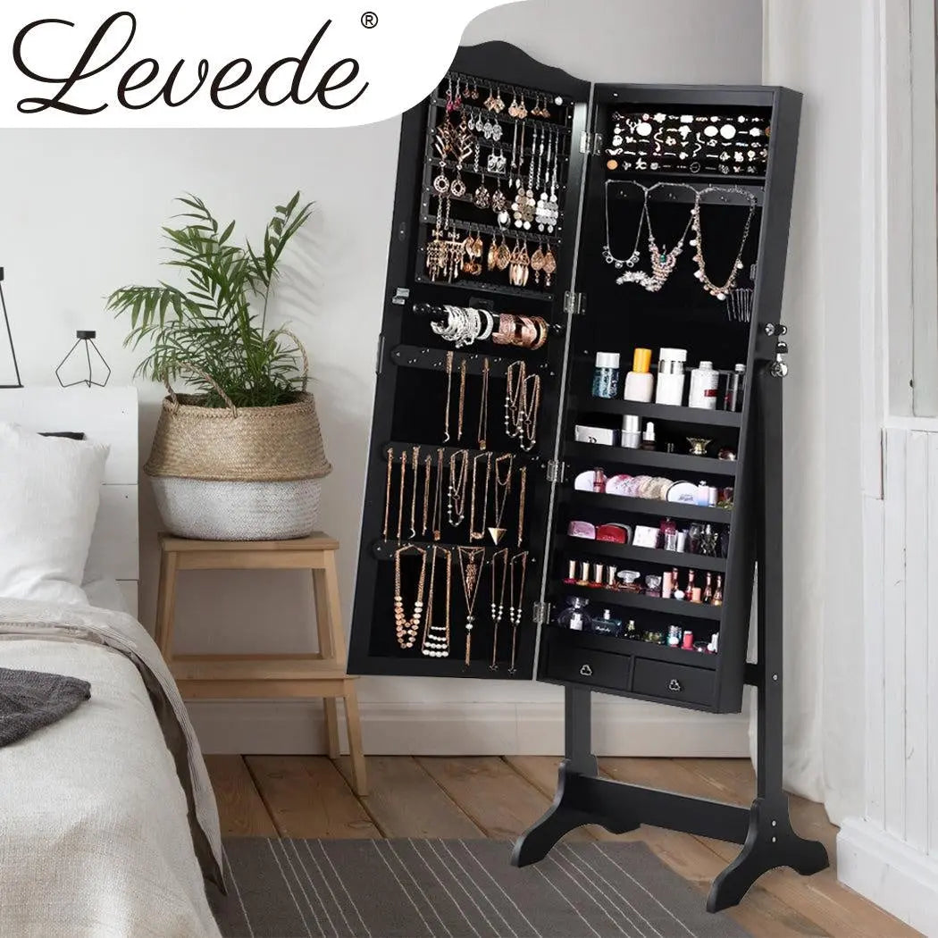 Levede Dual Use Mirrored Jewellery Dressing Cabinet in Black Colour Deals499