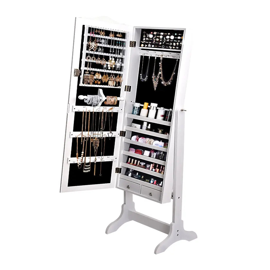 Levede Dual Use Mirrored Jewellery Dressing Cabinet in White Colour Deals499