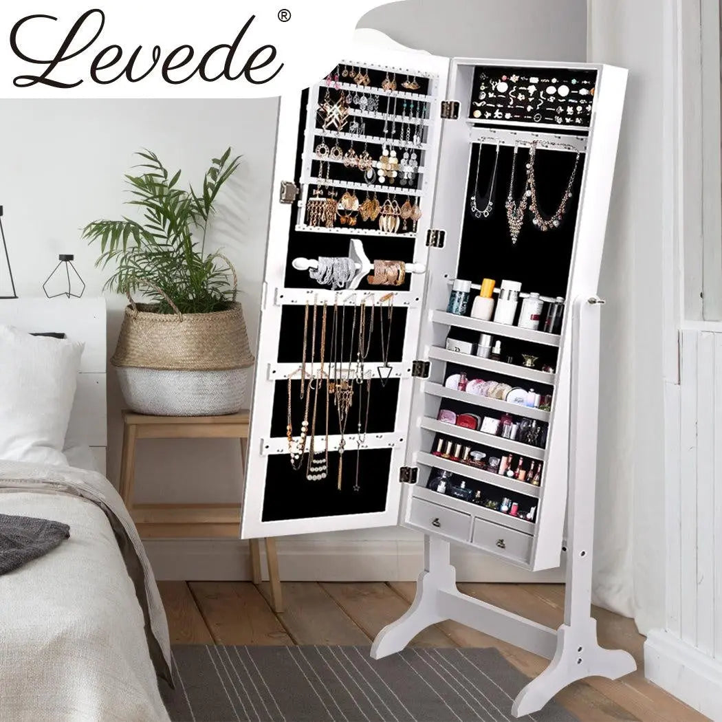 Levede Dual Use Mirrored Jewellery Dressing Cabinet in White Colour Deals499