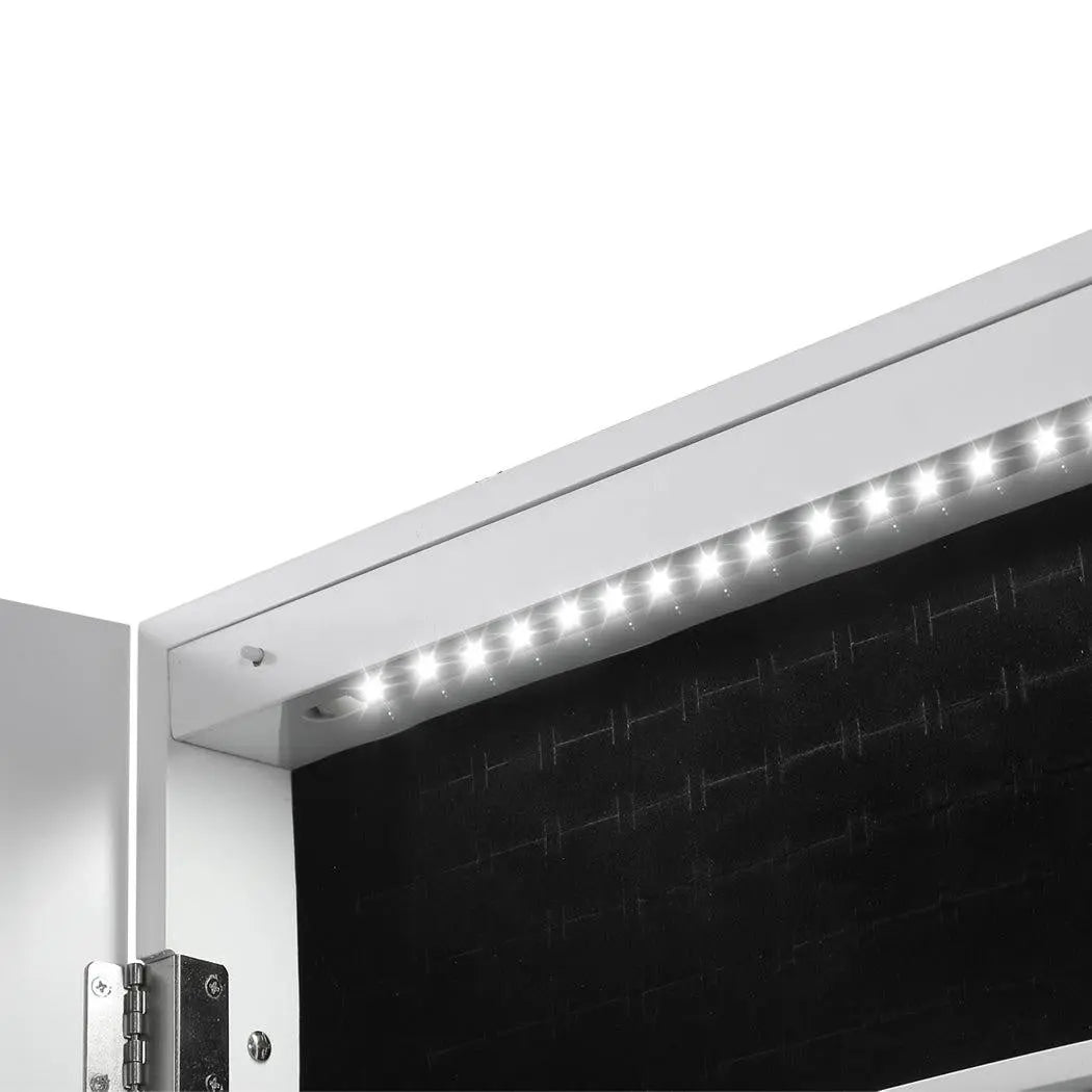 Levede Dual Use Mirrored Jewellery Dressing Cabinet with LED Light White Colour Deals499