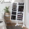 Levede Dual Use Mirrored Jewellery Dressing Cabinet with LED Light White Colour Deals499