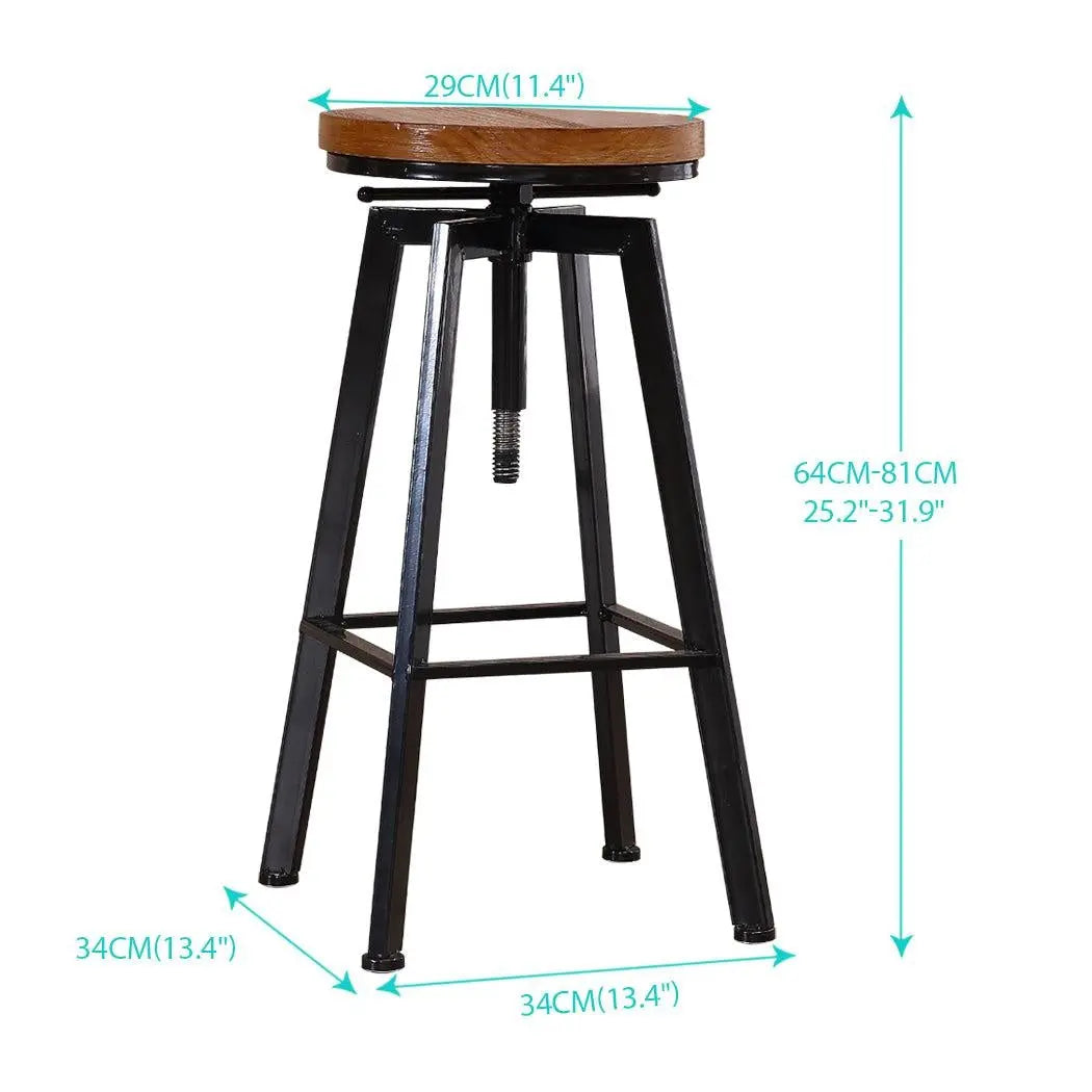 Levede Industrial Bar Stools Kitchen Stool Wooden Barstools Swivel Chair Vintage Deals499