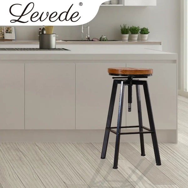 Levede Industrial Bar Stools Kitchen Stool Wooden Barstools Swivel Chair Vintage Deals499