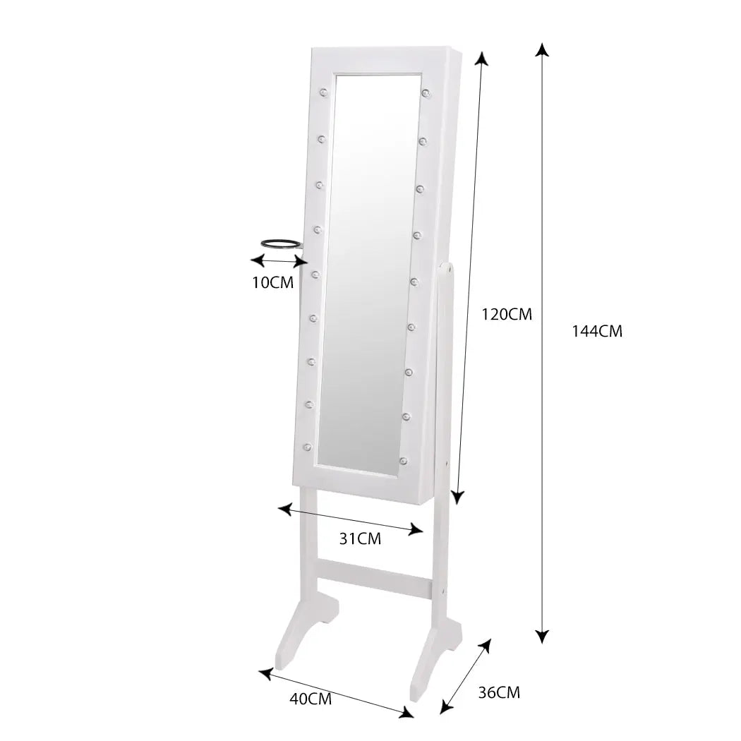 Levede Mirror Jewellery Cabinet Dressing Makeup Jewelry Storage Organiser Wood Deals499