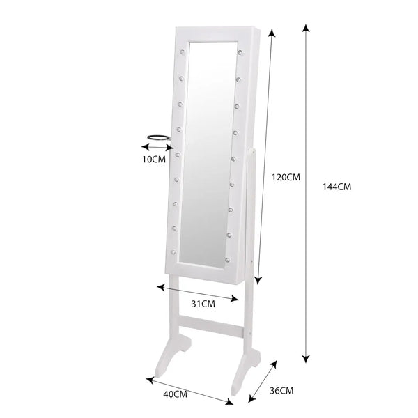 Levede Mirror Jewellery Cabinet Dressing Makeup Jewelry Storage Organiser Wood Deals499