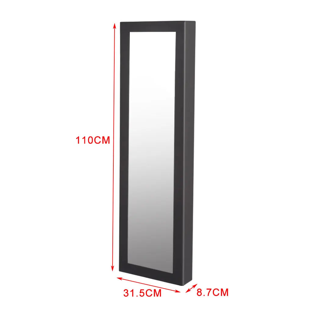 Levede Mirror Jewellery Cabinet Makeup Storage Jewelry Organiser Box Tall Black Deals499