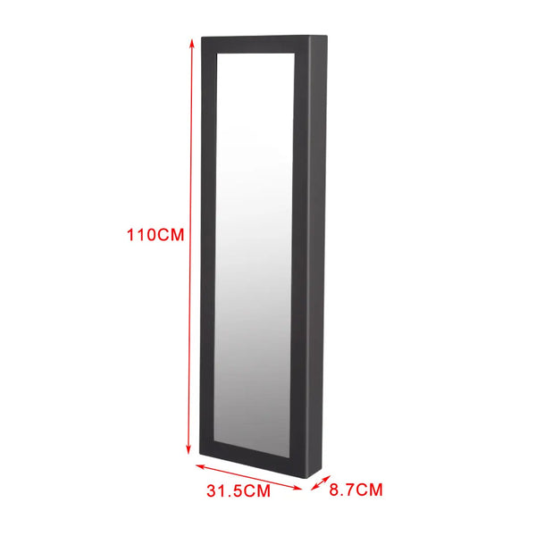 Levede Mirror Jewellery Cabinet Makeup Storage Jewelry Organiser Box Tall Black Deals499