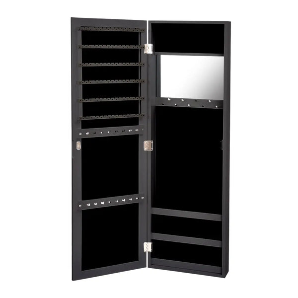 Levede Mirror Jewellery Cabinet Makeup Storage Jewelry Organiser Box Tall Black Deals499