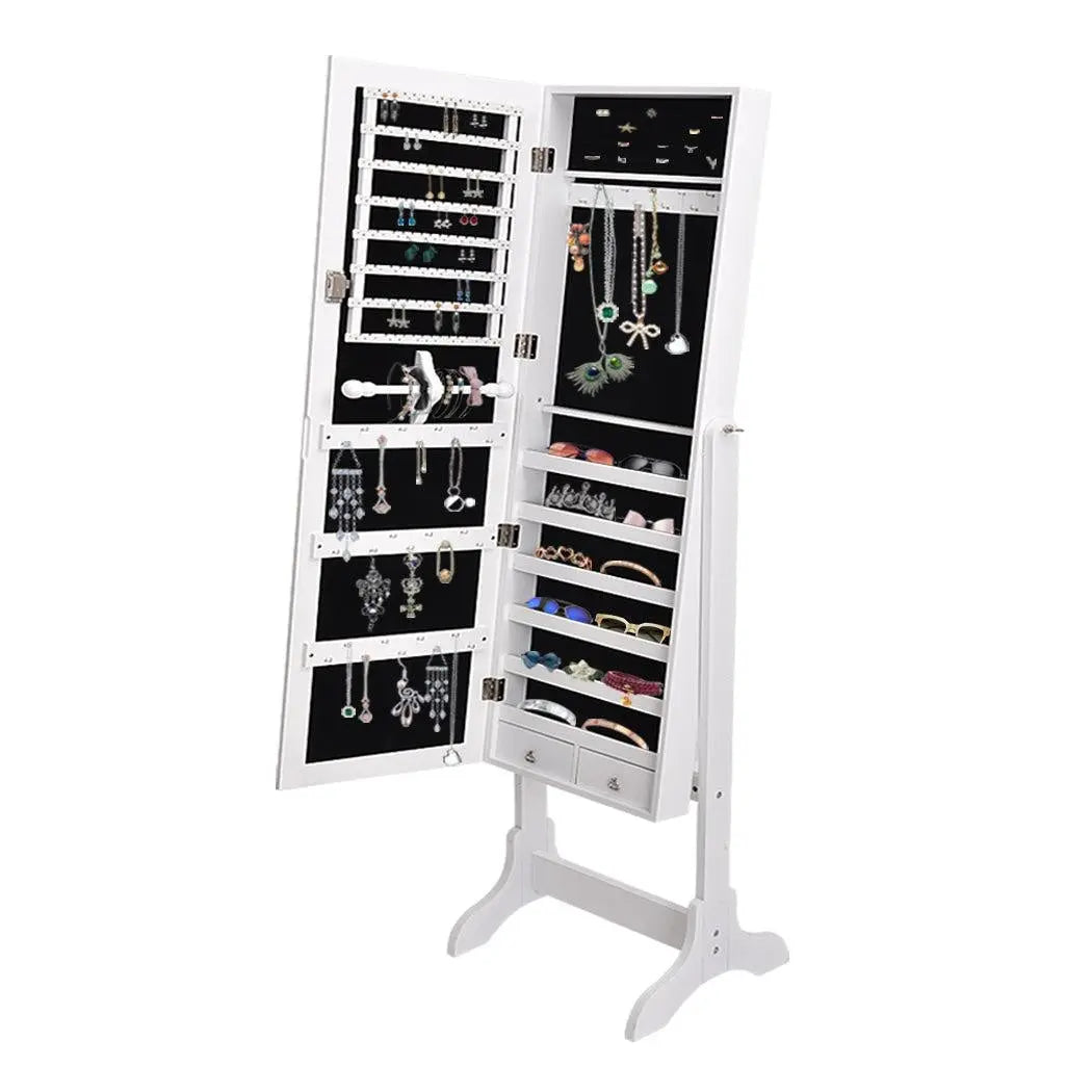 Levede Mirror Jewellery Standing Cabinet Makeup Storage Jewelry Organiser Box Deals499