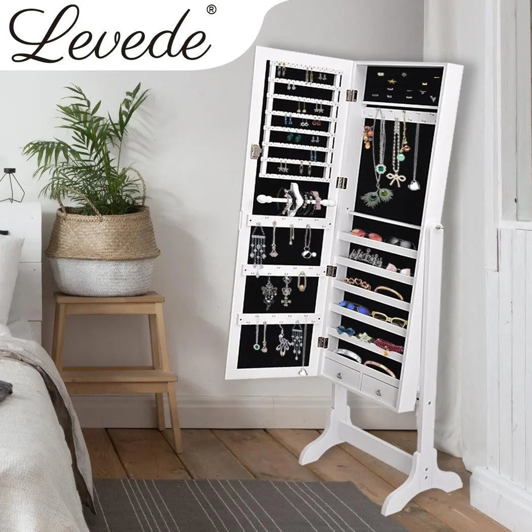 Levede Mirror Jewellery Standing Cabinet Makeup Storage Jewelry Organiser Box Deals499