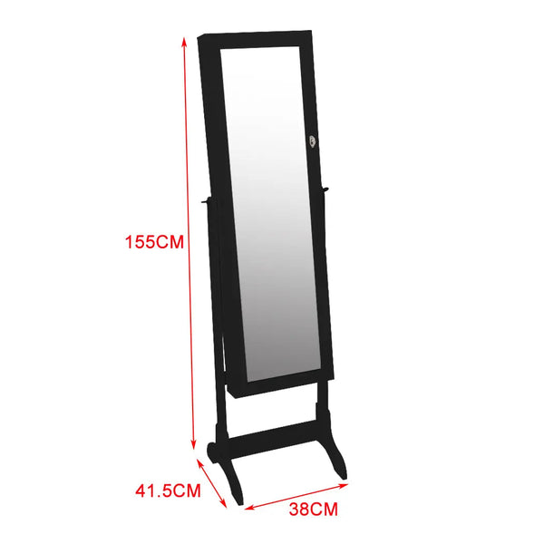 Levede Mirror Jewellery Standing Cabinet Makeup Storage Jewelry Organiser Box Deals499