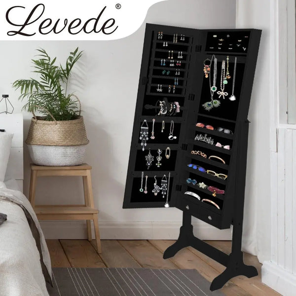 Levede Mirror Jewellery Standing Cabinet Makeup Storage Jewelry Organiser Box Deals499