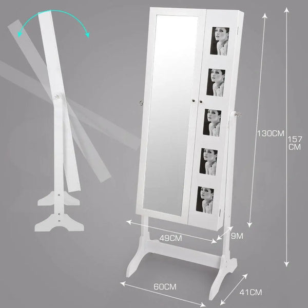 Levede Mirror Two Doors Jewellery Cabinet Makeup Storage Jewelry Organiser Box Deals499