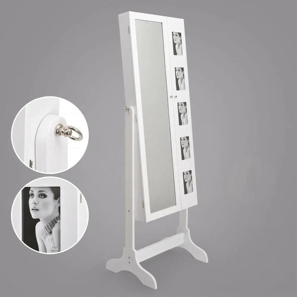 Levede Mirror Two Doors Jewellery Cabinet Makeup Storage Jewelry Organiser Box Deals499