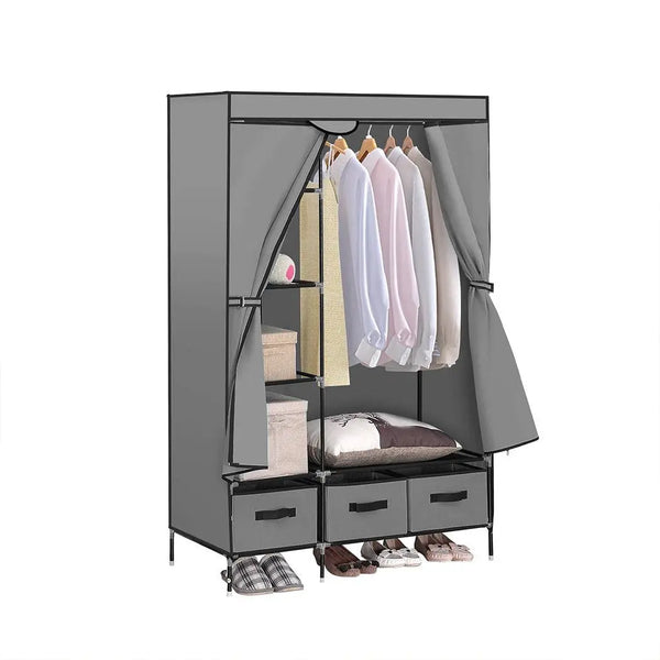 Levede Portable Clothes Closet Wardrobe Grey Storage Cloth Organiser Unit Shelf Rack Deals499