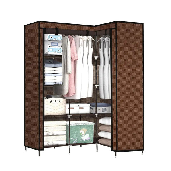 Levede Portable Clothes Closet Wardrobe Space Saver Storage Cabinet Coffee Deals499