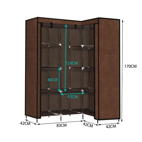 Levede Portable Clothes Closet Wardrobe Space Saver Storage Cabinet Coffee Deals499