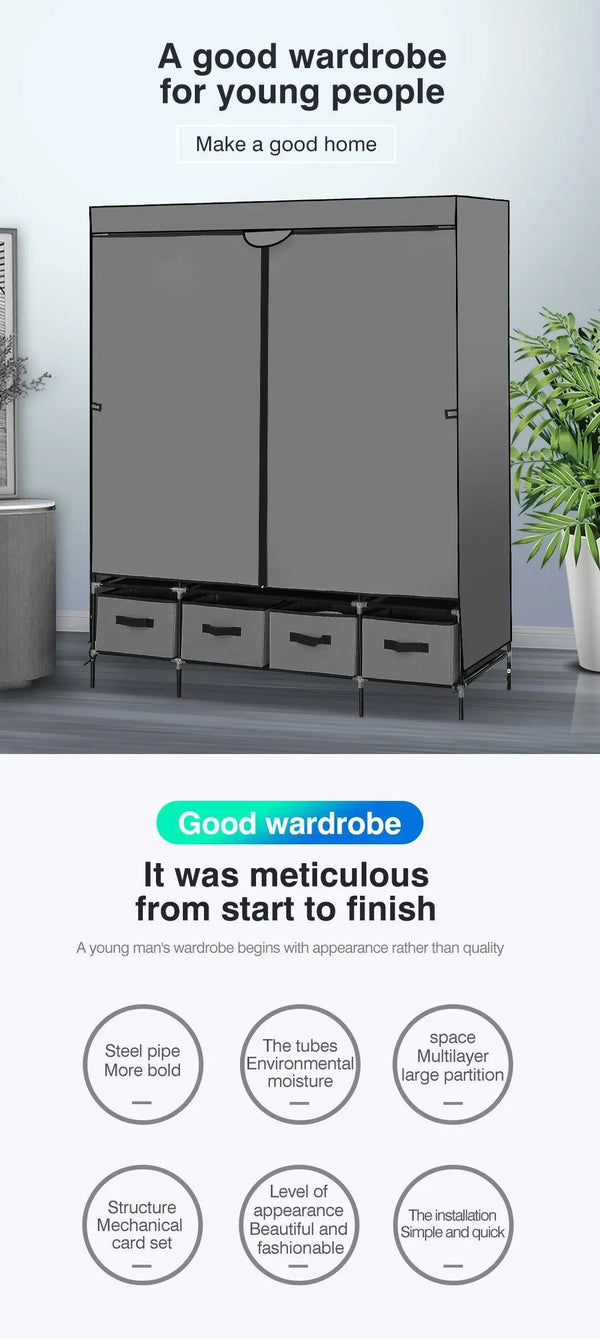 Levede Portable Wardrobe 4 Drawers Large Storage Cabinet Organiser Shelf Rack Deals499