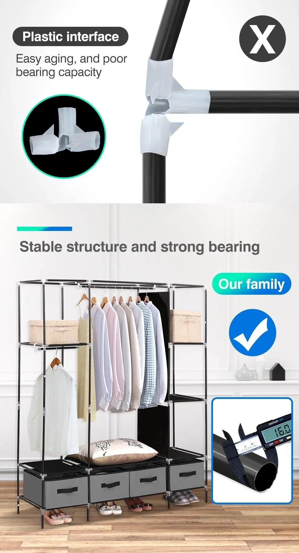 Levede Portable Wardrobe 4 Drawers Large Storage Cabinet Organiser Shelf Rack Deals499