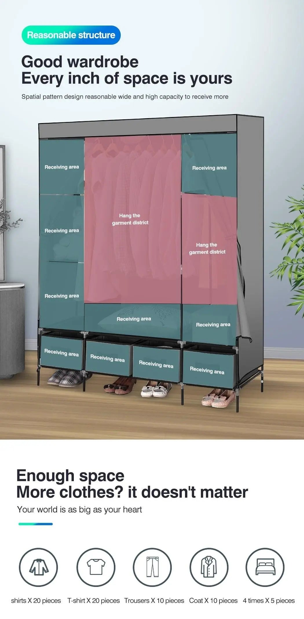 Levede Portable Wardrobe 4 Drawers Large Storage Cabinet Organiser Shelf Rack Deals499