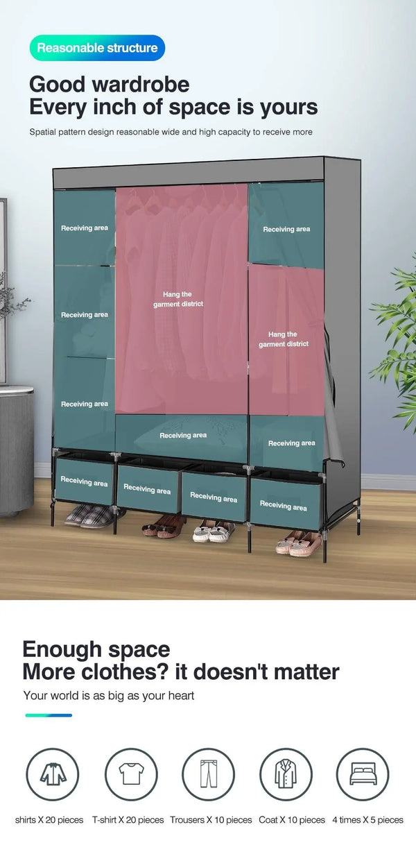 Levede Portable Wardrobe 4 Drawers Large Storage Cabinet Organiser Shelf Rack Deals499