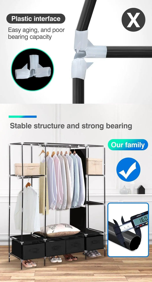 Levede Portable Wardrobe 4 Drawers Storage Cabinet Organiser With Shelves Deals499