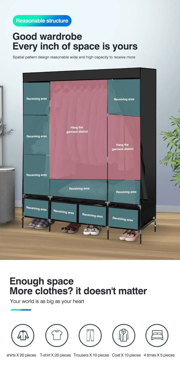 Levede Portable Wardrobe 4 Drawers Storage Cabinet Organiser With Shelves Deals499