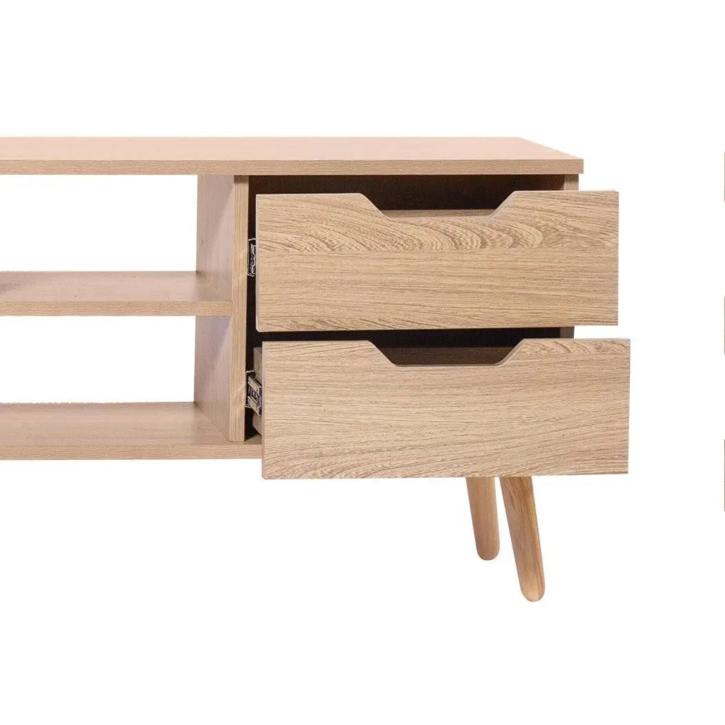 Levede TV Cabinet Entertainment Unit Stand Storage Drawer Wooden Shelf Oak 140cm Deals499
