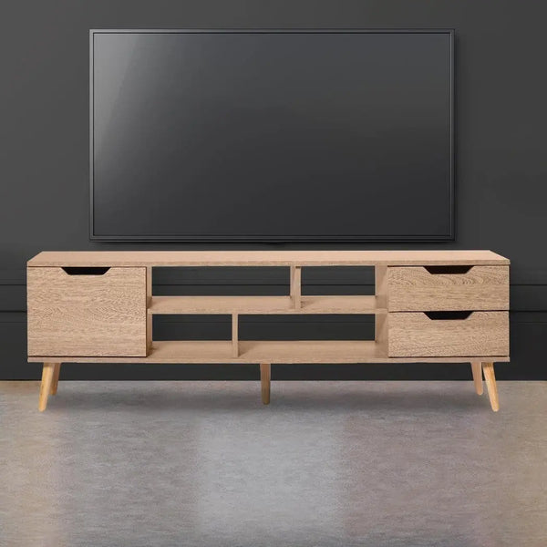 Levede TV Cabinet Entertainment Unit Stand Storage Drawer Wooden Shelf Oak 140cm Deals499
