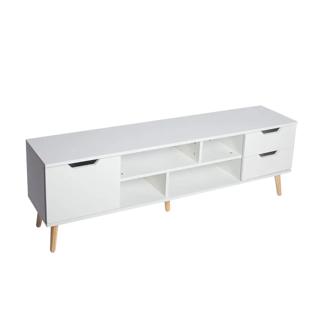 Levede TV Cabinet Entertainment Unit Stand Storage Drawers Wooden Shelf White Deals499