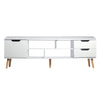Levede TV Cabinet Entertainment Unit Stand Storage Drawers Wooden Shelf White Deals499