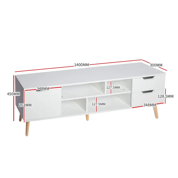 Levede TV Cabinet Entertainment Unit Stand Storage Drawers Wooden Shelf White Deals499