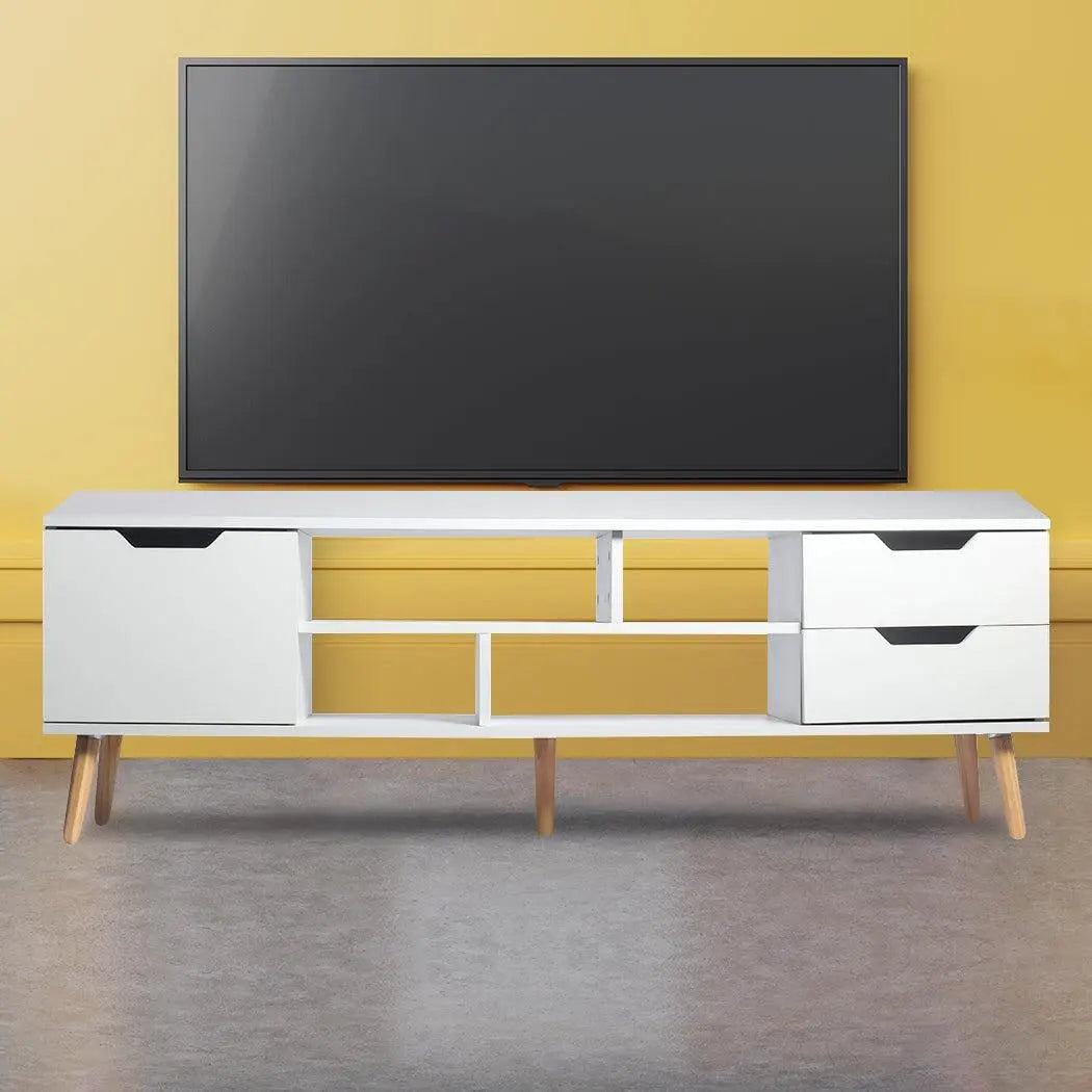 Levede TV Cabinet Entertainment Unit Stand Storage Drawers Wooden Shelf White Deals499