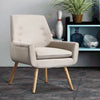 Levede Upholstered Fabric Dining Chair Kitchen Wooden Modern Cafe Chairs Deals499