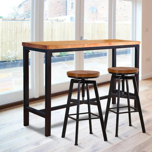 Levede Vintage Industrial Wood Bar Table Kitchen Cafe Office Desk Steel Legs Deals499
