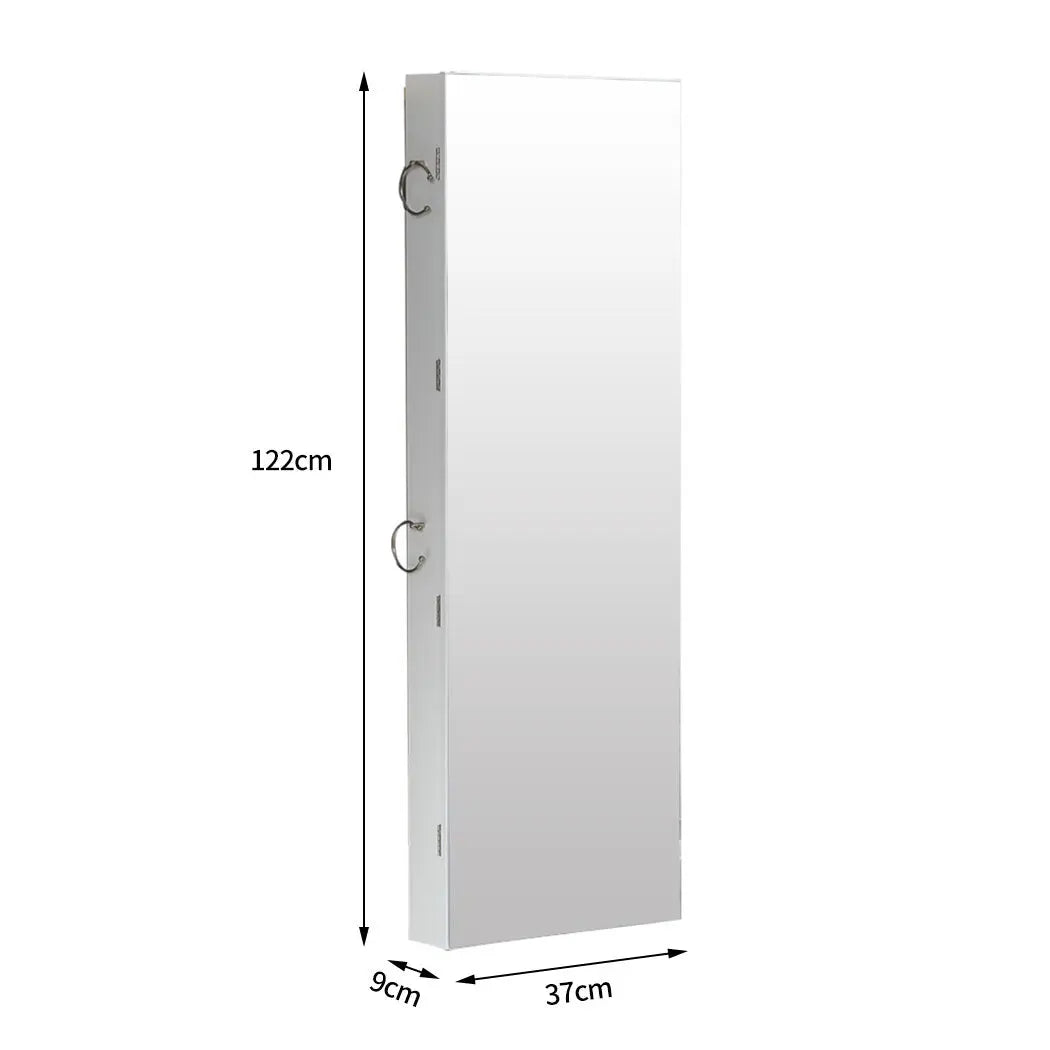 Levede Wall Mounted or Hang Over Mirror Jewellery Cabinet in White Colour Deals499
