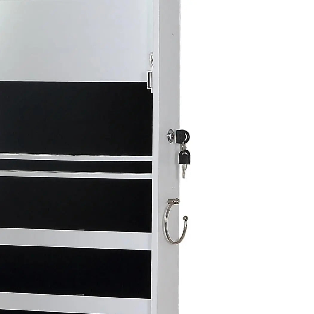Levede Wall Mounted or Hang Over Mirror Jewellery Cabinet with LED Light White Deals499