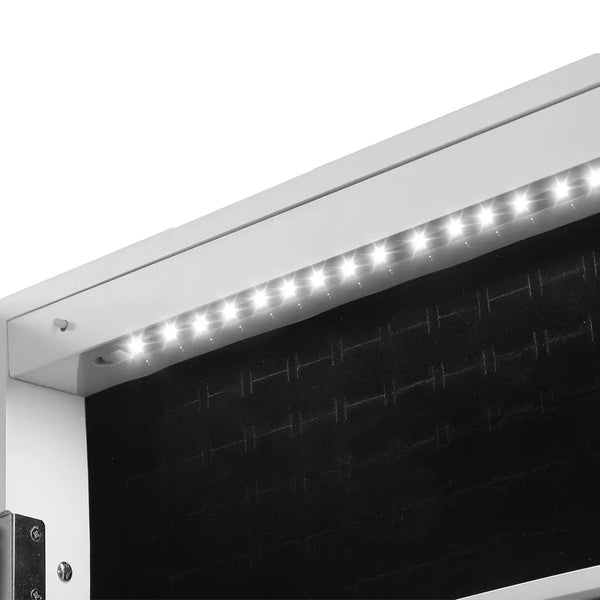 Levede Wall Mounted or Hang Over Mirror Jewellery Cabinet with LED Light White Deals499