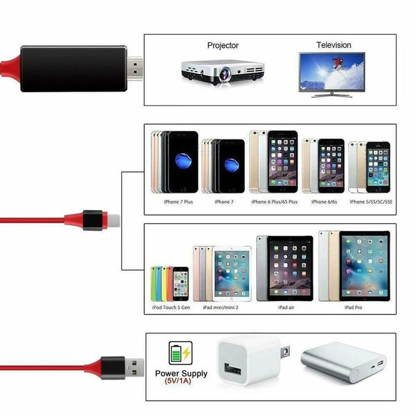 Lightning To HDTV HDMI AV TV Adapter Video Output 2M Cable Deals499