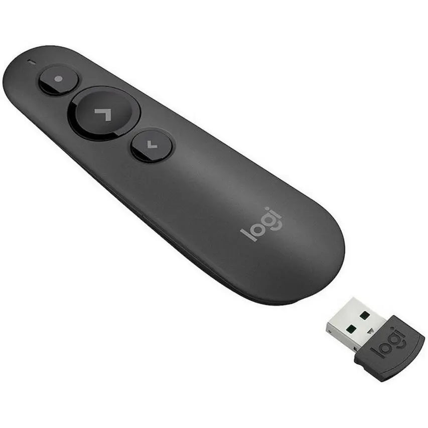 Logitech R500 Laser Presentation Remote with Dual Connectivity Bluetooth or USB 20m Range Red Laser Pointer for PowerPoint Keynote Google Slides Prezi LOGITECH