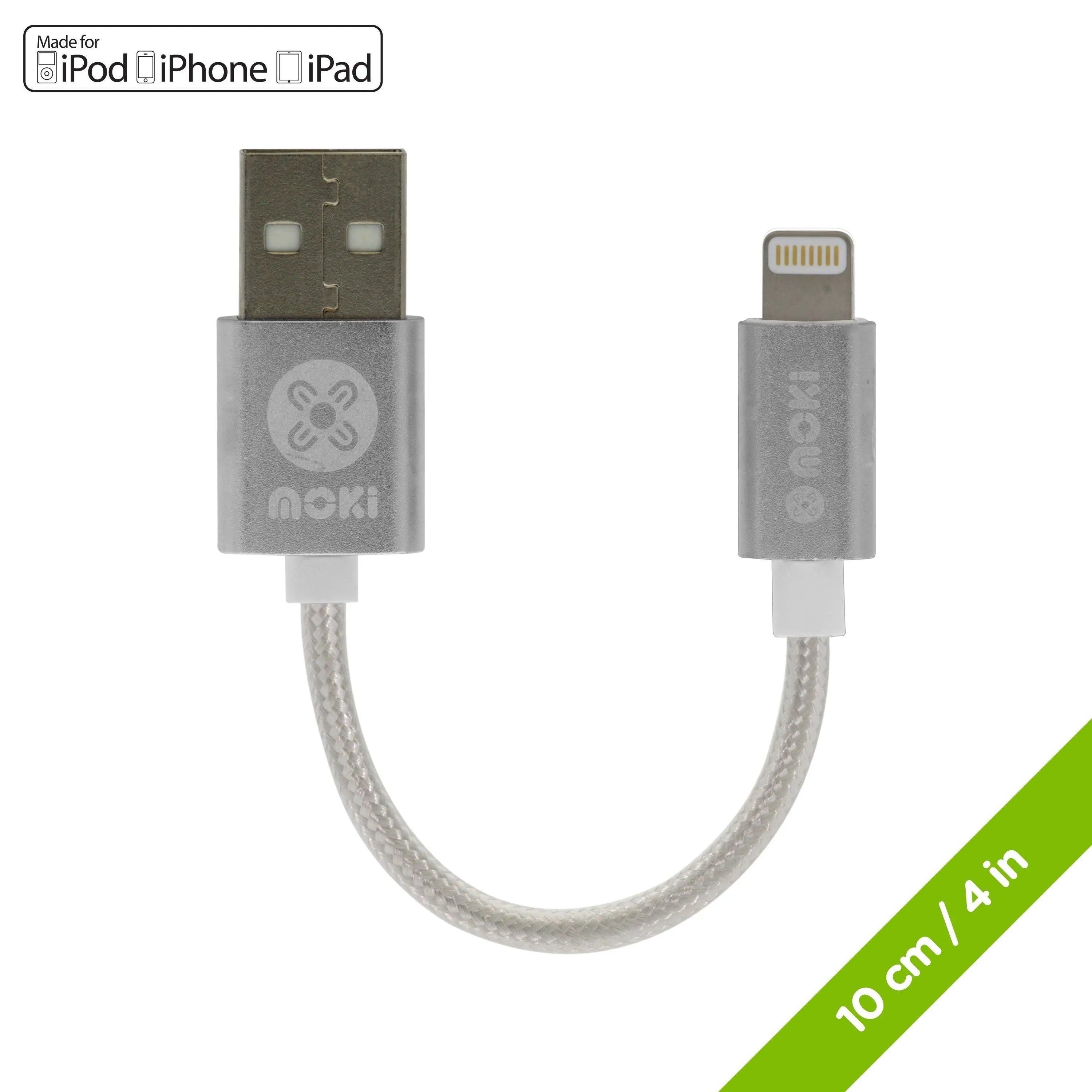 MOKI Braided Lightning SynCharge Cable -10cm/4