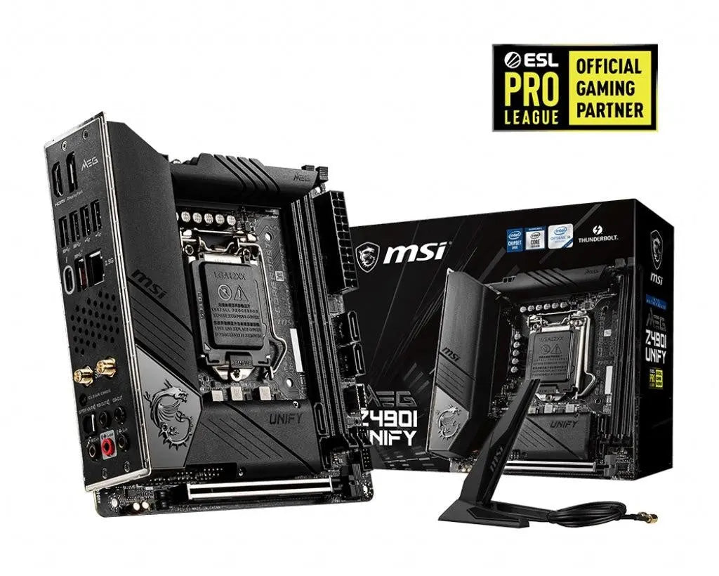 MSI MEG Z490I UNIFY DDR4 Mini-ITX M.2 SATAIII RAID 10th Gen LGA1200 1xDP 1xHDMI 1xPCIE 2xDIMM Thunderbolt 3 Frozr WIFI 6 MI-MIMO Twin Turbo M.2 MSI