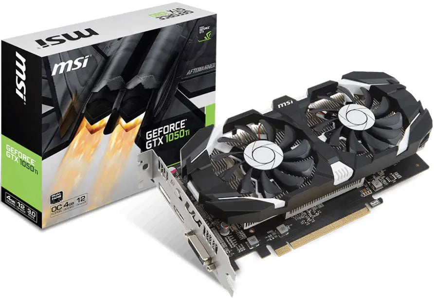 MSI nVidia Geforce GTX 1050 TI 4GT OC V1 4GB VGA Card GDDR5 1xDP 1xHDMI 1xDVI 1455 MHz/1341 MHz PCIE3.0x16 MSI