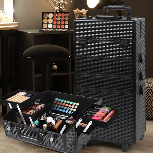 Makeup Case Professional Makeup Organiser 7 in 1 Trolley Black Deals499