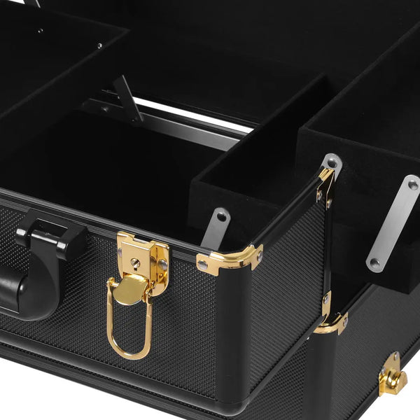 Makeup Case Professional Makeup Organiser 7 in 1 Trolley Black Gold Deals499