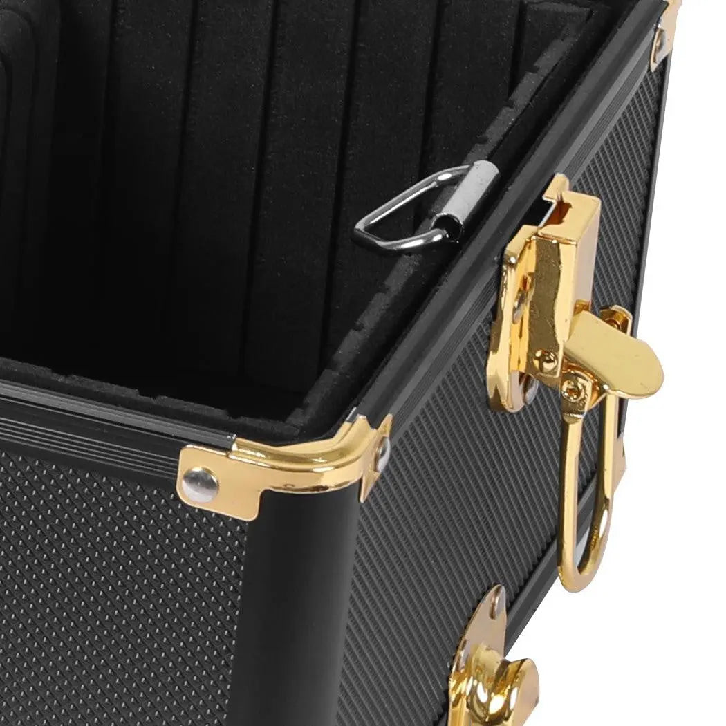 Makeup Case Professional Makeup Organiser 7 in 1 Trolley Black Gold Deals499