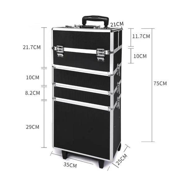 Makeup Case Professional Makeup Organiser 7 in 1 Trolley Black White Deals499