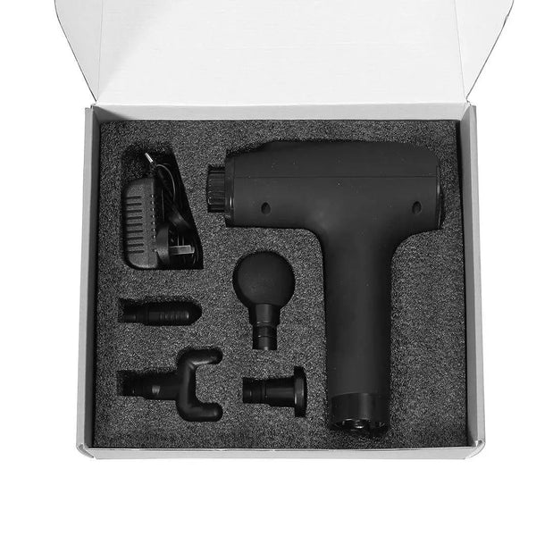 Massage Gun Deep Tissue Percussion Massager Muscle Vibrating Relaxing LCD 4 Head Black Deals499